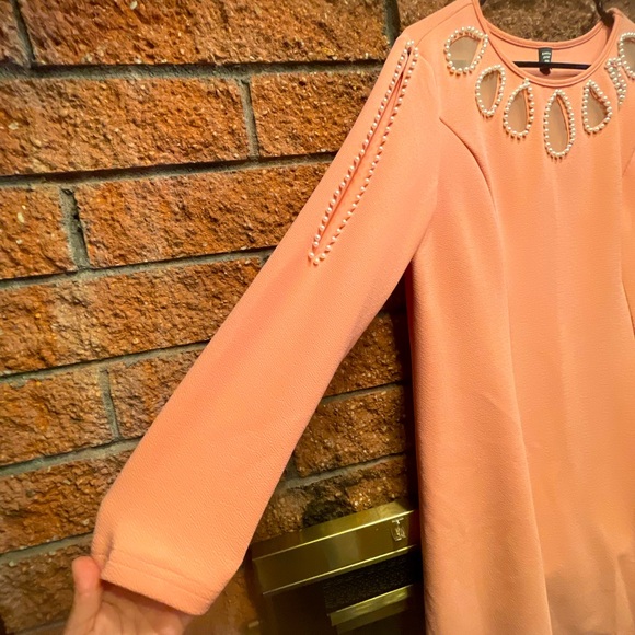 SHEIN Curve Women Pullover Dress Dusty Rose & Ivory Pearl detail Around Neck 0XL - Picture 7 of 16